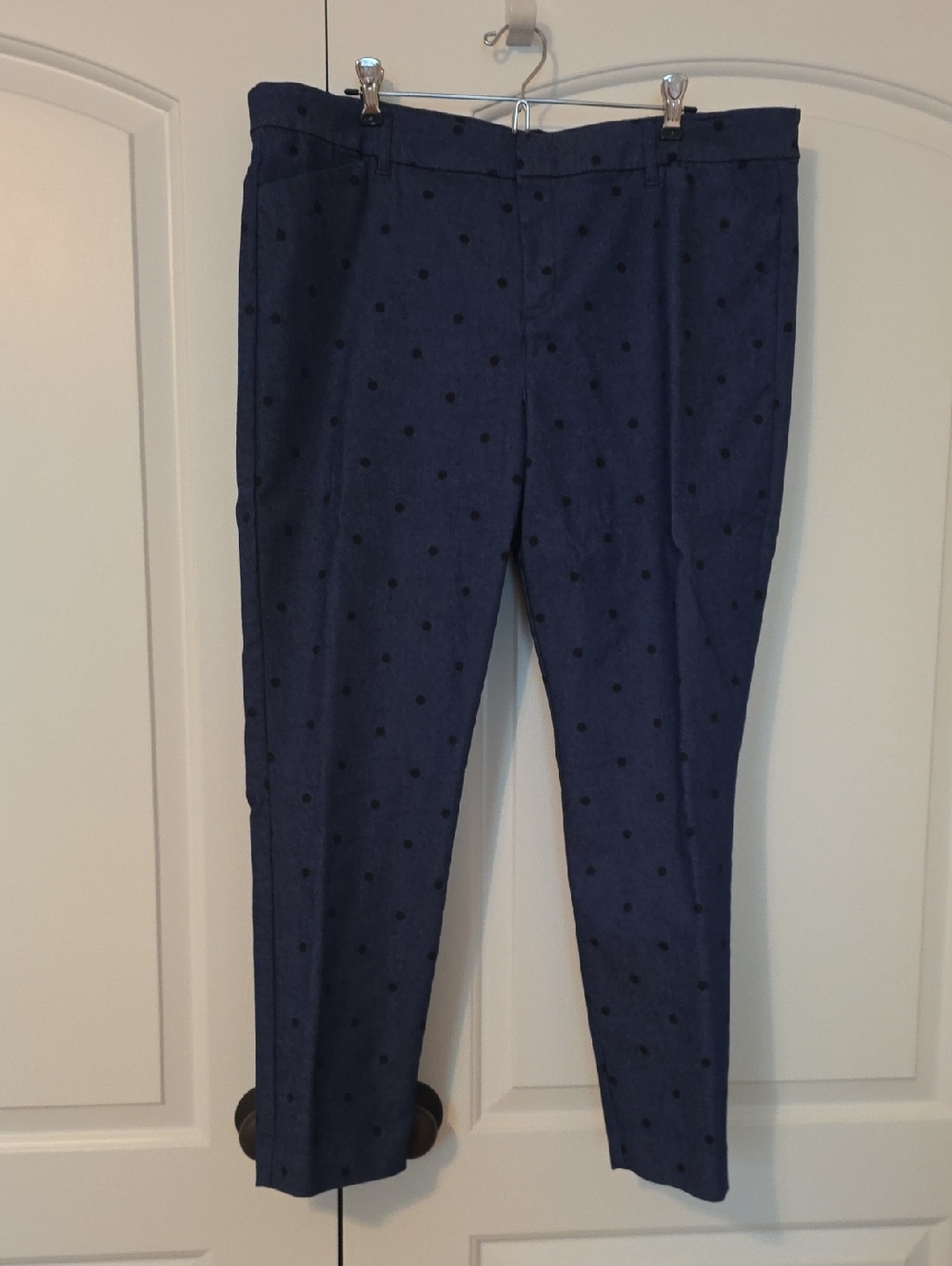 Old Navy Dress Denim Pants with Black Polka Dots - Pixie Ankle Style